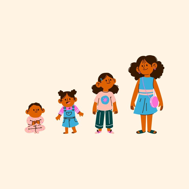 Vector Gratis cartoon stages of a baby girl