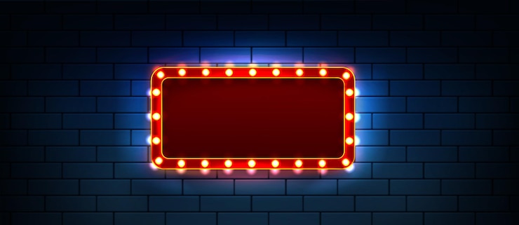 Vector Gratis casino neon light sign retro cinema show frame