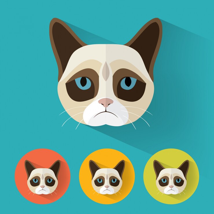 Vector Gratis cat animal portrait in flat design