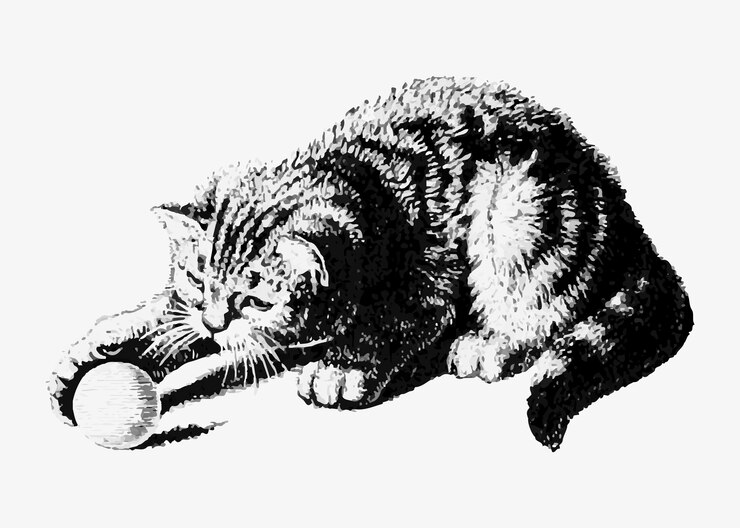Vector Gratis cat playing with a ball