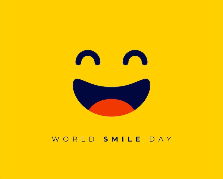 Vector Gratis celebrate world smile day event with laughing cartoon face background vector