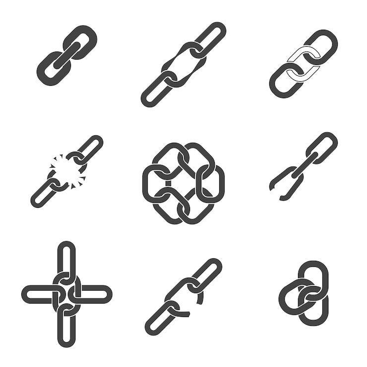 Vector Gratis chain or link elements set.