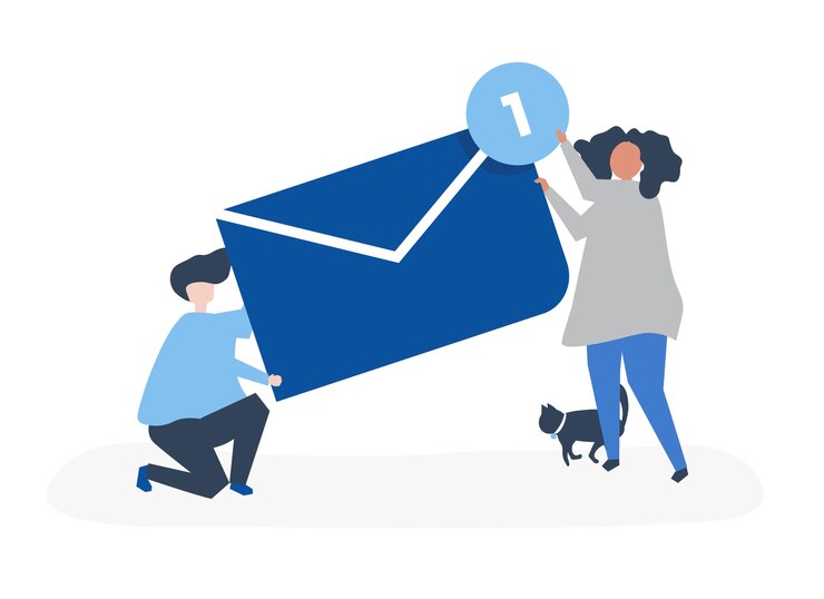 Vector Gratis character of a couple holding a new message illustration