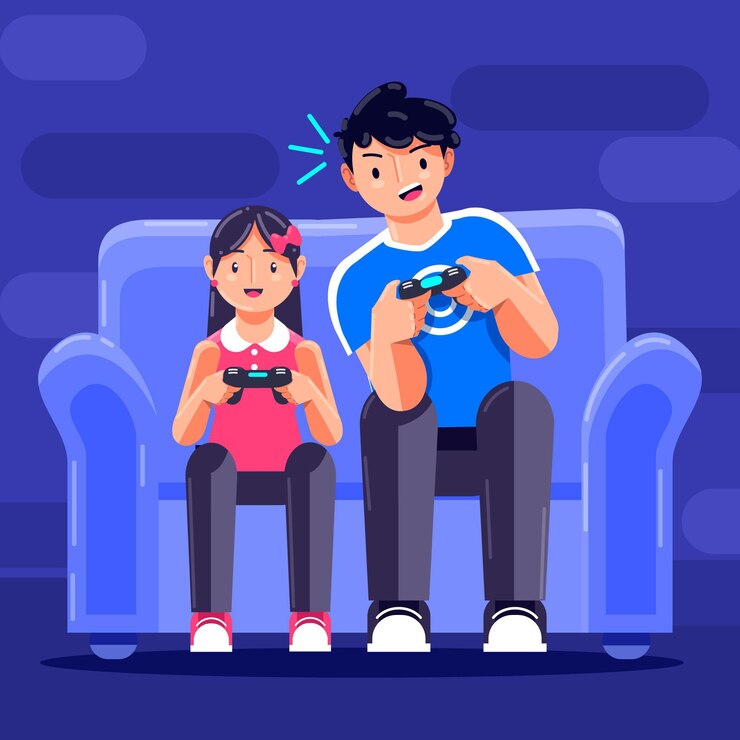 Vector Gratis character playing videogame