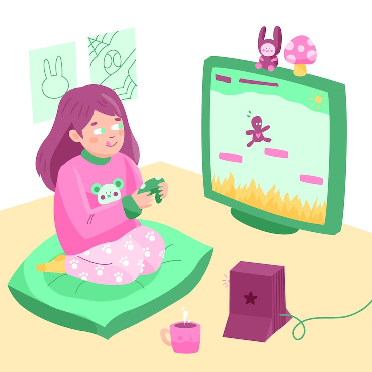 Vector Gratis character playing videogame