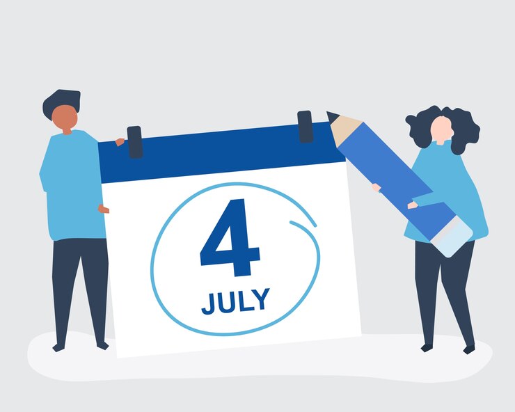 Vector Gratis characters of people and fourth of july concept illustration