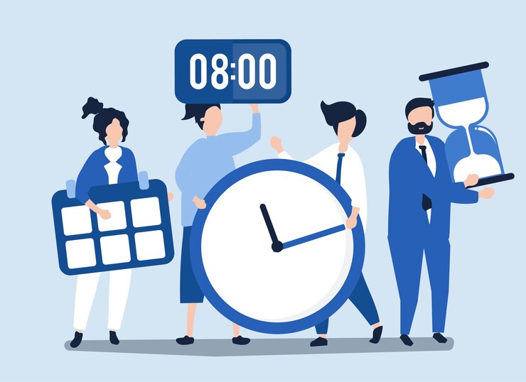 Vector Gratis characters of people holding time management concept 