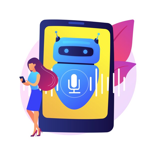 Chatbot voice controlled virtual assistant abstract concept  illustration. Talking virtual personal assistant, smartphone voice application, AI, voice controlled chatbot .