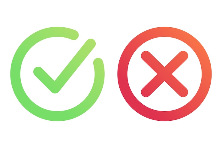 Vector Gratis check and cross mark gradient set