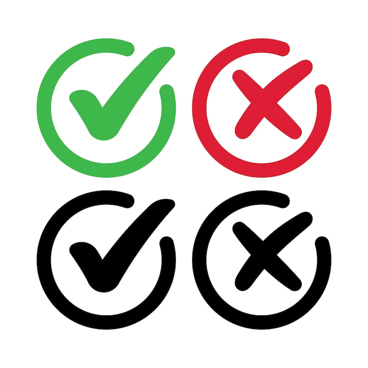 Vector Gratis check and cross split circles
