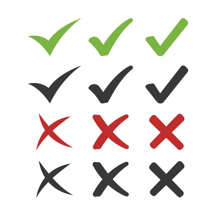Vector Gratis check and crosses set
