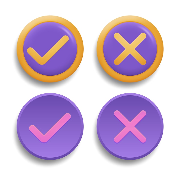 Vector Gratis check mark icon in 3d cartoon style