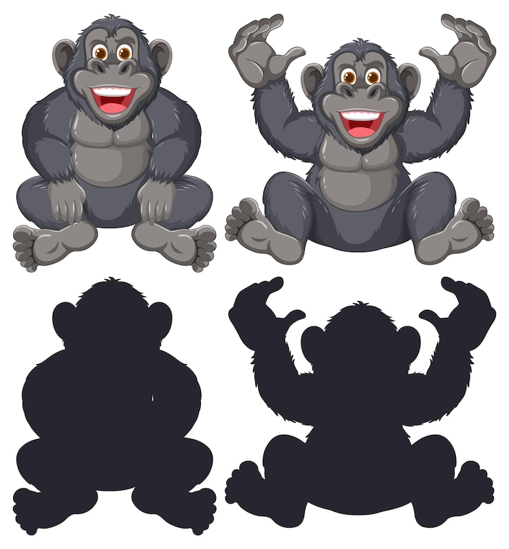 Vector Gratis cheerful gorilla vector illustrations