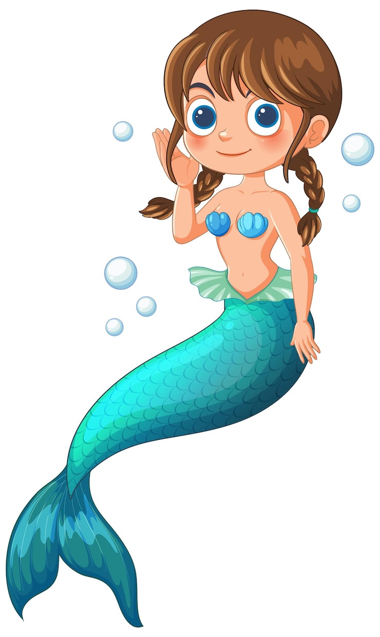 Vector Gratis cheerful mermaid with bubbles illustration