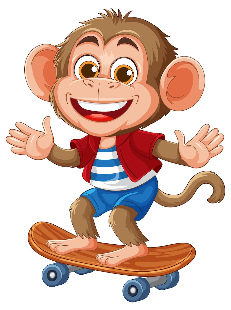 Vector Gratis cheerful monkey skateboarding adventure