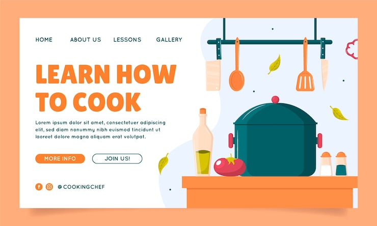 Vector Gratis chef and gastronomy landing page template