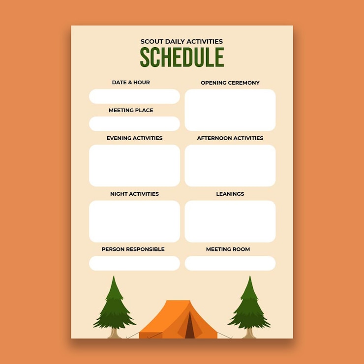 Vector Gratis child-like scout daily activities schedule
