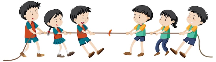Vector Gratis children playing tug of war game