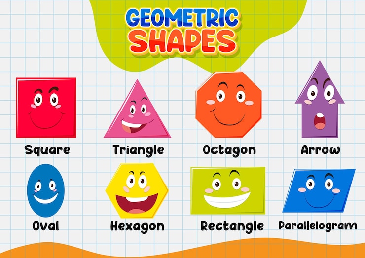 Vector Gratis children39s cartoon with geometric shapes and expressions