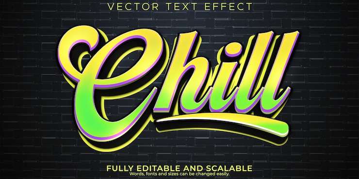 Vector Gratis chill trendy text effect editable stylish text style