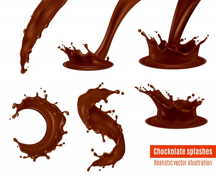 Vector Gratis chocolate splashes realistic set