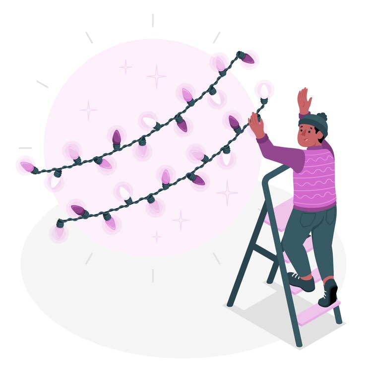 Vector Gratis christmas lights  concept illustration
