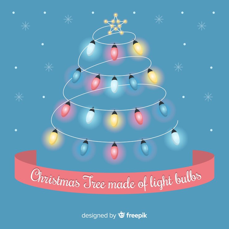 Vector Gratis christmas tree made of light bulbs