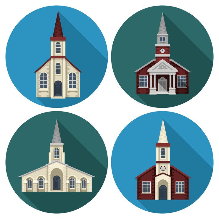 Vector Gratis church flat set