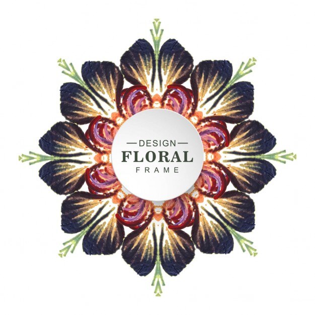 Vector Gratis circular background with floral watercolor