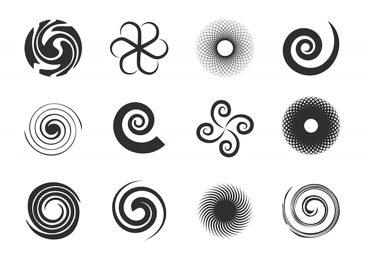 Vector Gratis circular swirls set