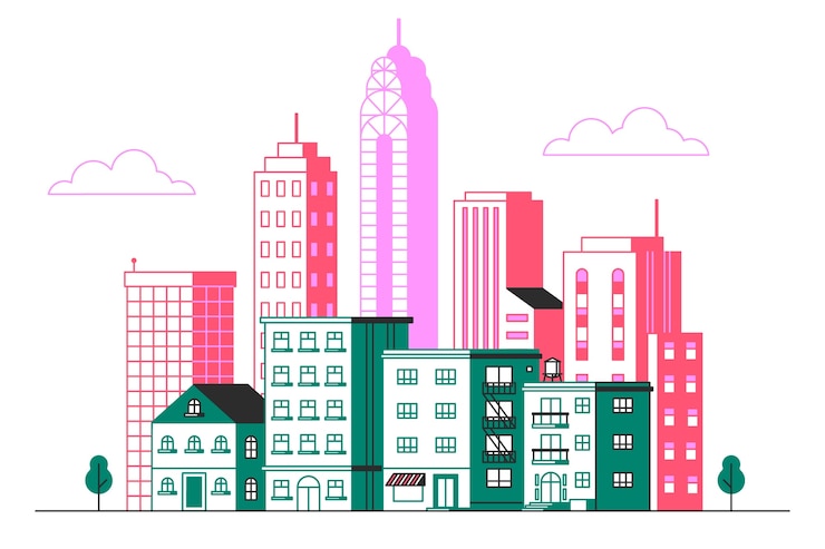 Vector Gratis city skyline concept illustration