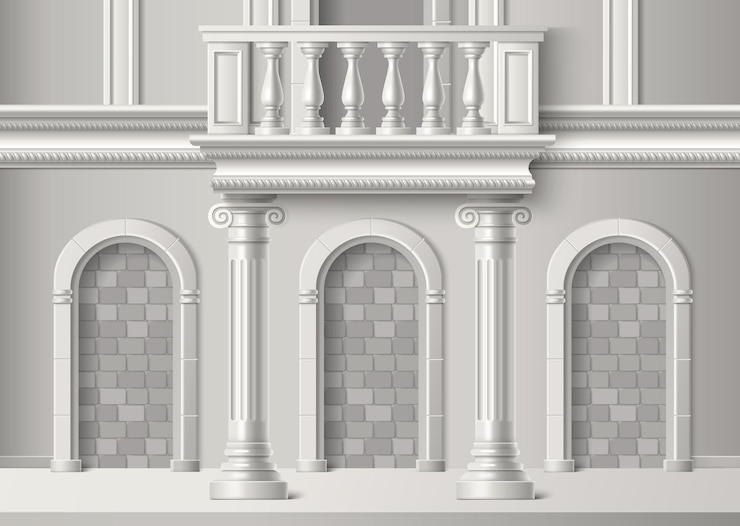 Vector Gratis classic antique building facade with balcony