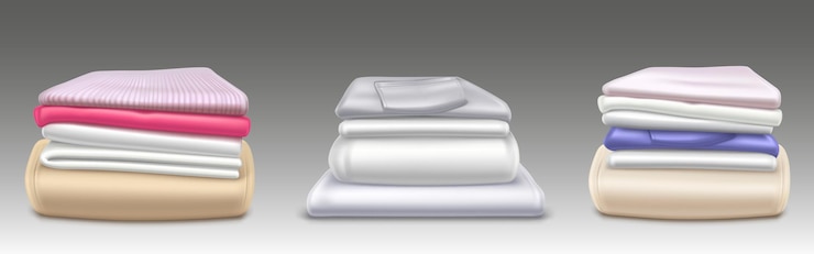 Vector Gratis clean clothes piles folded shirts after laundry