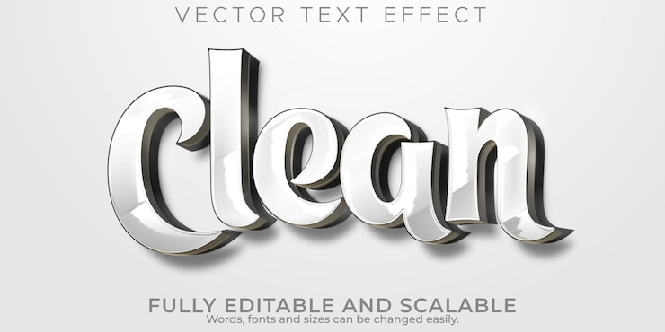 Vector Gratis clean white text effect, editable simple elegant text style
