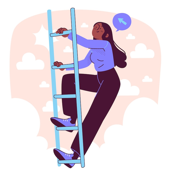 Vector Gratis climbing the stairs concept illustration