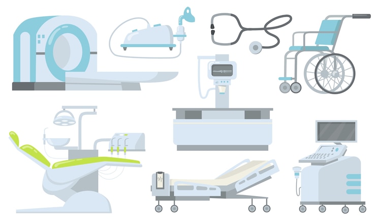 Vector Gratis clinic and hospital medical devices flat item set.