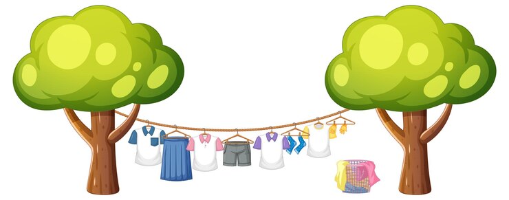 Vector Gratis clothesline between two trees in nature