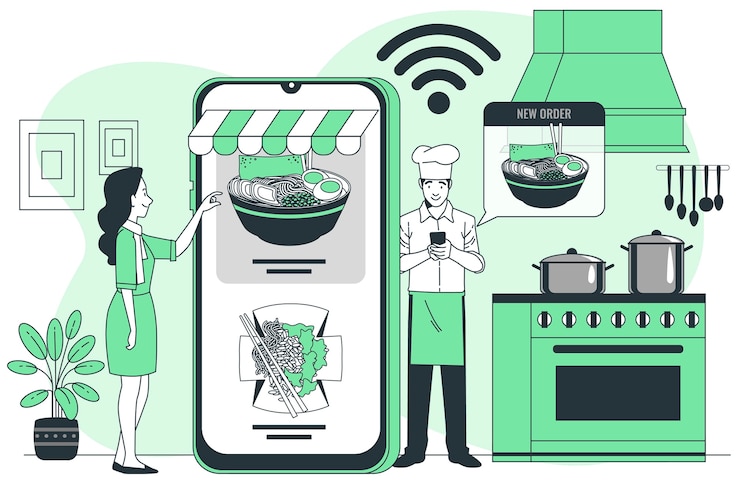 Vector Gratis cloud kitchen concept illustration