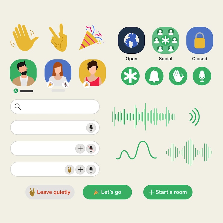 Vector Gratis clubhouse app for drop in audio chat application on smartphone.