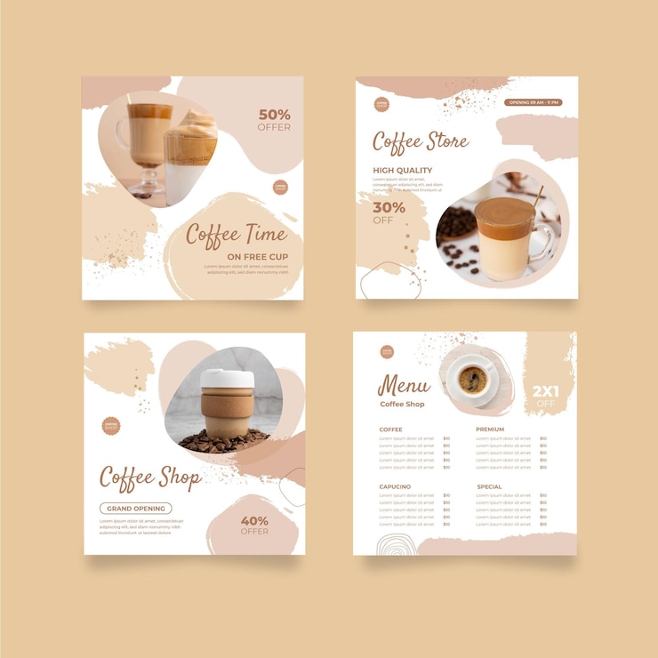 Vector Gratis coffee shop instagram posts