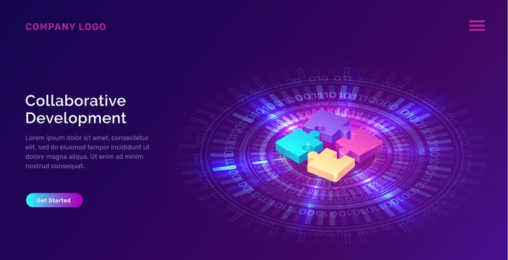 Vector Gratis collaborative development banner, isometric concept