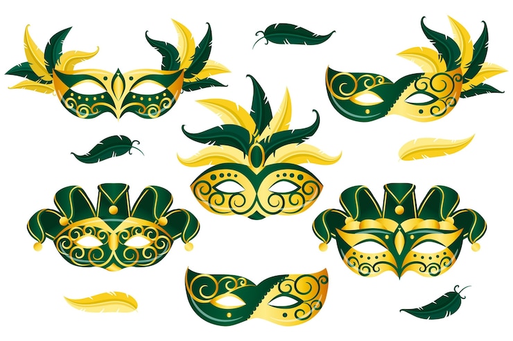 Vector Gratis collection of 2d luxury venetian carnival masks