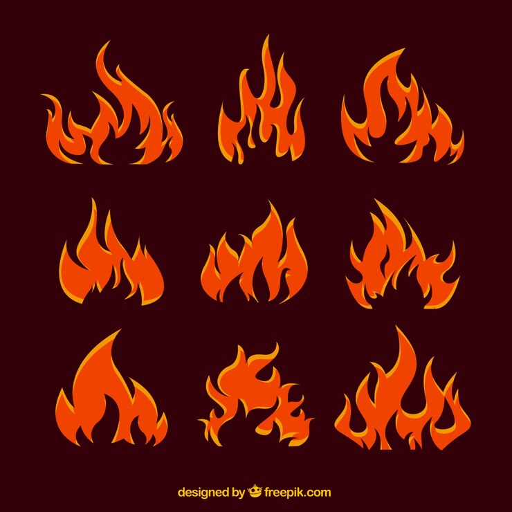 Vector Gratis collection of abstract orange flames