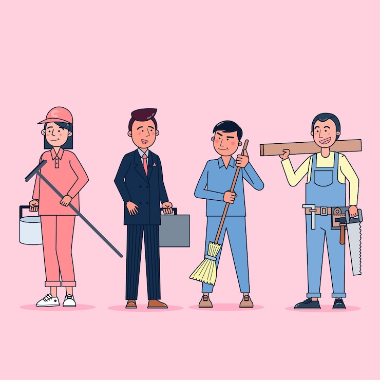 Vector Gratis collection of big set isolated various occupations or profession people wearing professional uniform, flat   illustration.