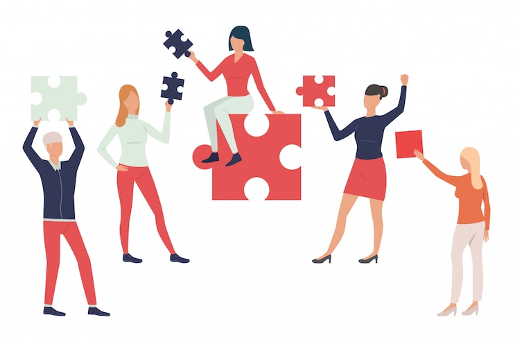 Vector Gratis collection of business people with puzzle pieces