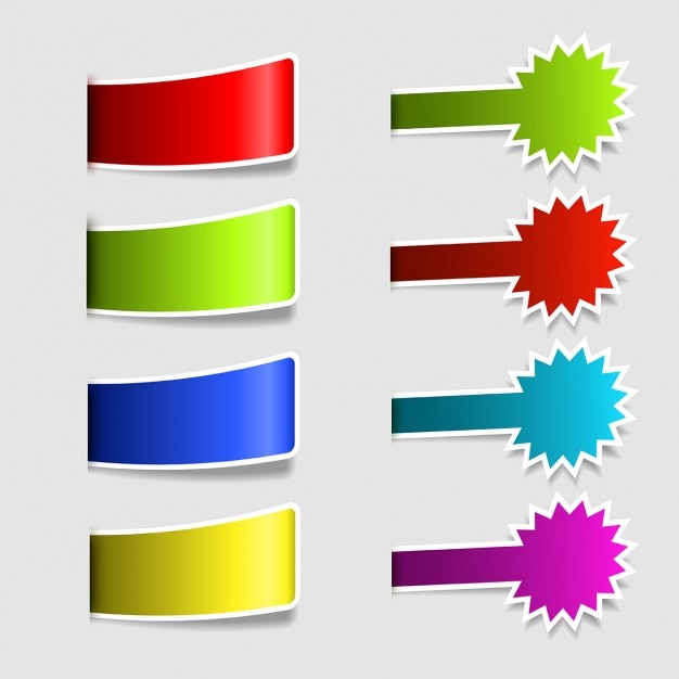 Vector Gratis collection of colorful label with shadows