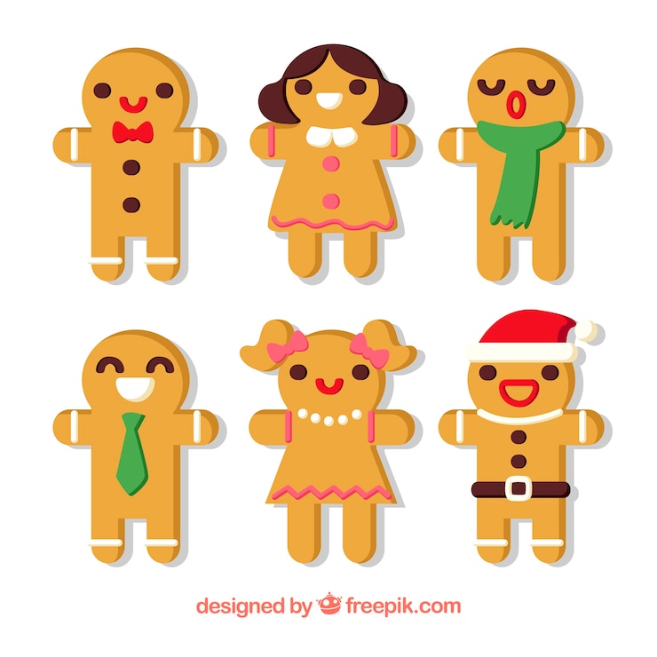 Vector Gratis collection of colourful gingerbread man cookies