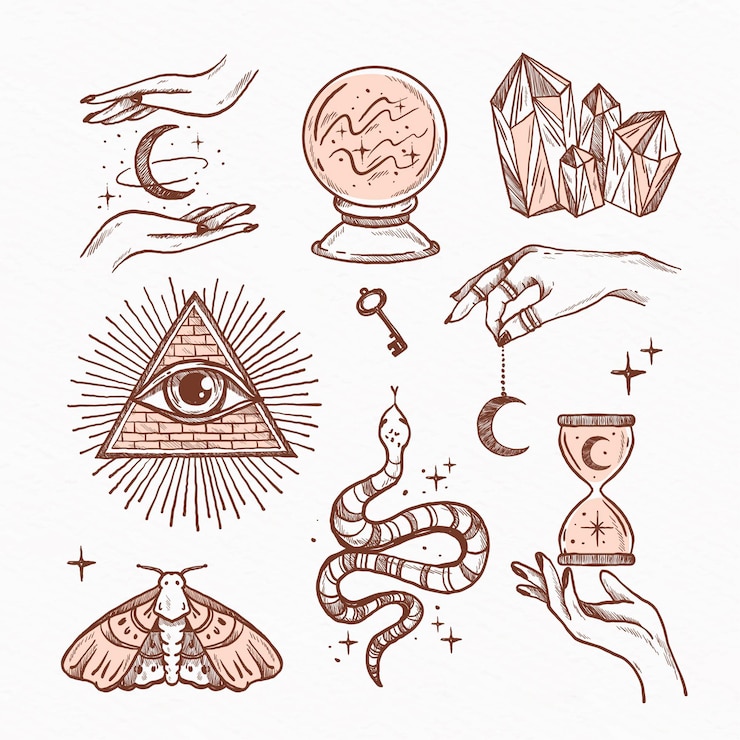 Vector Gratis collection of drawn esoteric elements