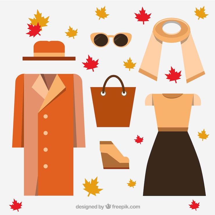 Vector Gratis collection of female clothing in orange tones