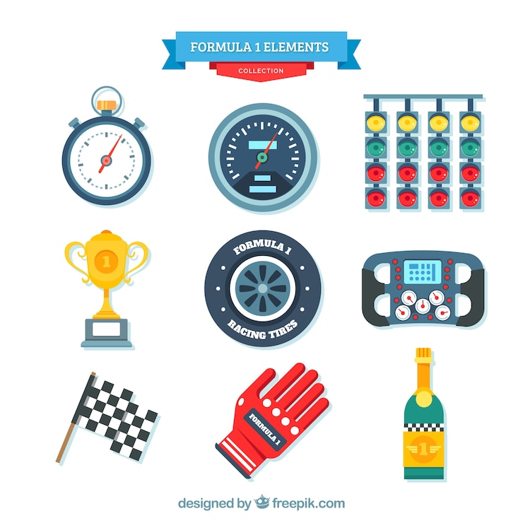 Vector Gratis collection of flat formula 1 elements